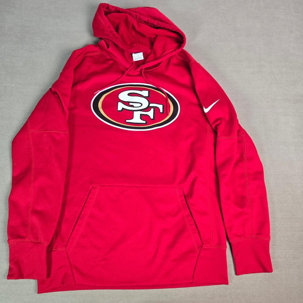 Nike San Francisco 49ers Red Therma-FIT NFL Pullover Hoodie Mens Medium NKAQ-6DL